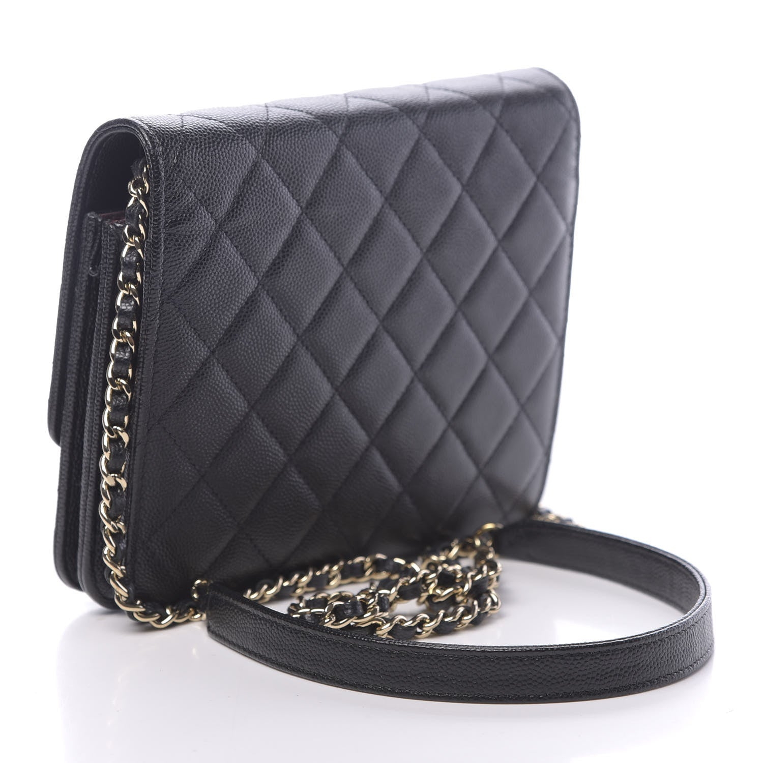 Chanel Caviar Quilted Square Wallet On Chain WOC Black 3 of 12