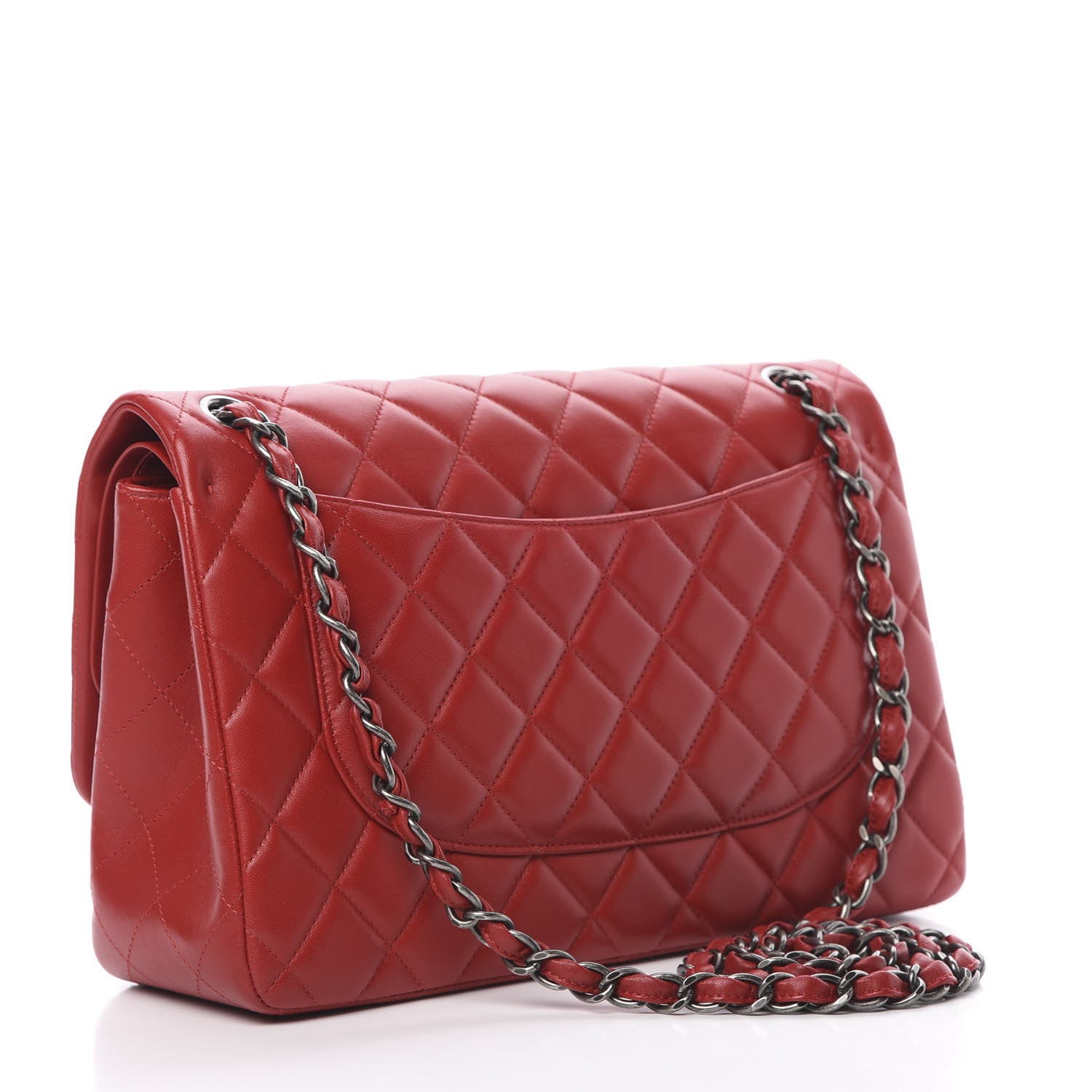 Chanel Lambskin Quilted Jumbo Double Flap Red 3 of 13