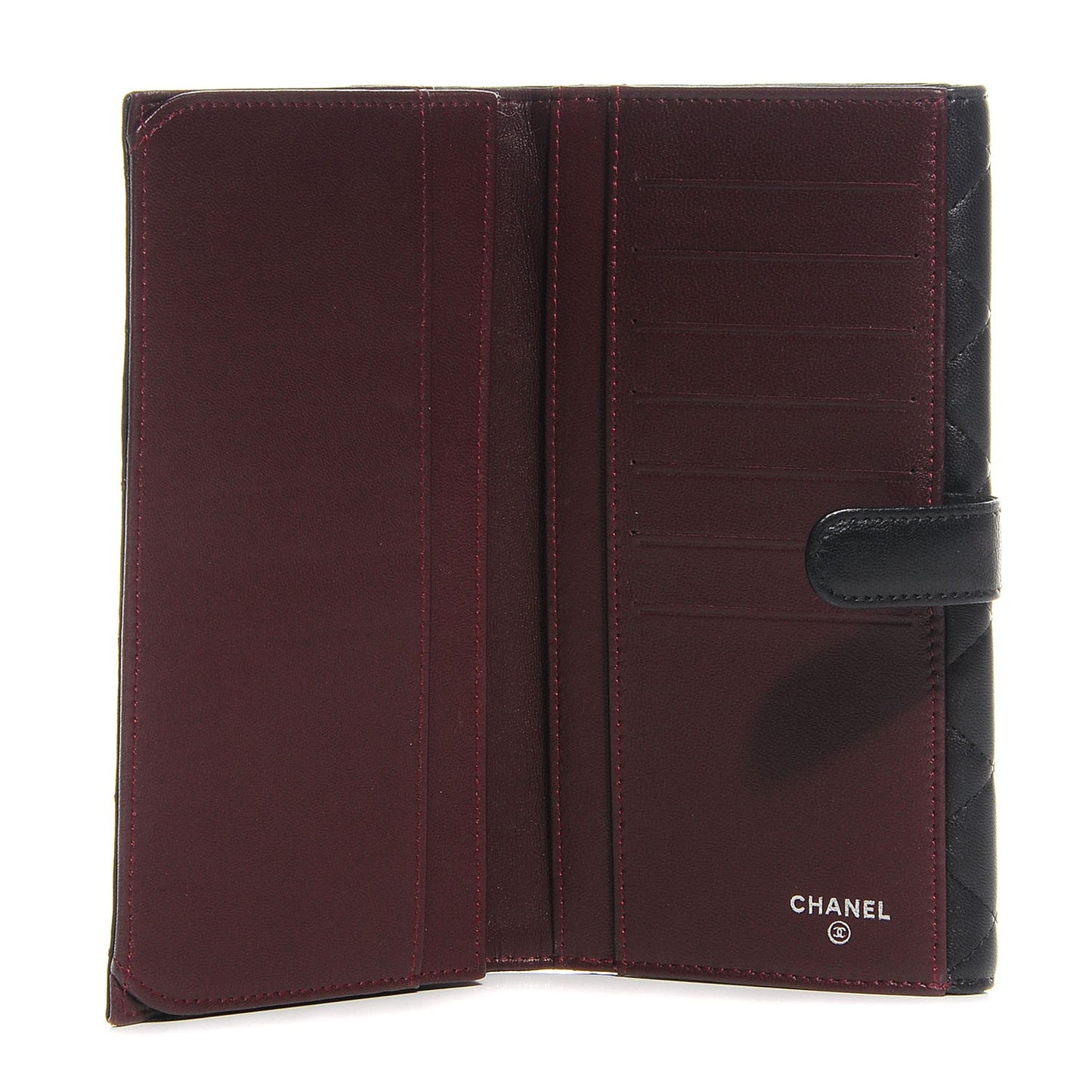 Lambskin Quilted Long Flap Wallet Black