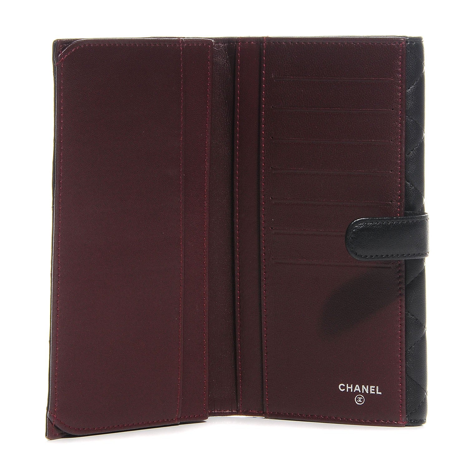 Chanel Lambskin Quilted Long Flap Wallet Black 5 of 8