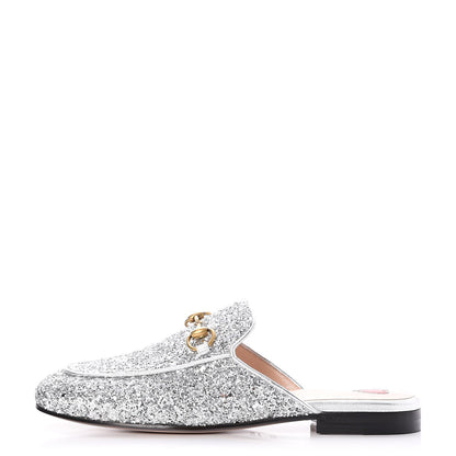 Gucci Glitter Princetown Slippers 36.5 Silver 1 of 9