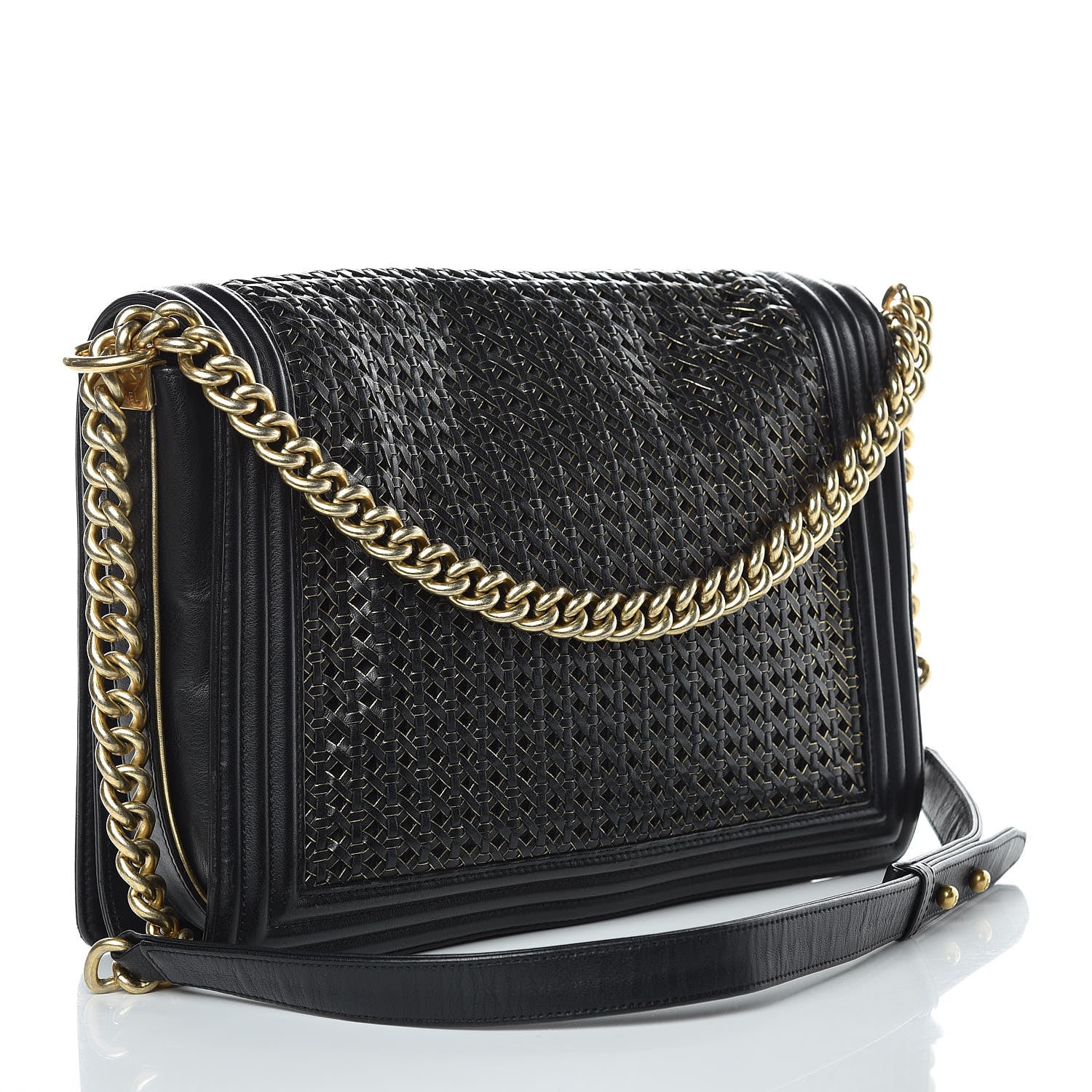 Chanel Braided Sheepskin Large Boy Reverso Flap Black 3 of 13