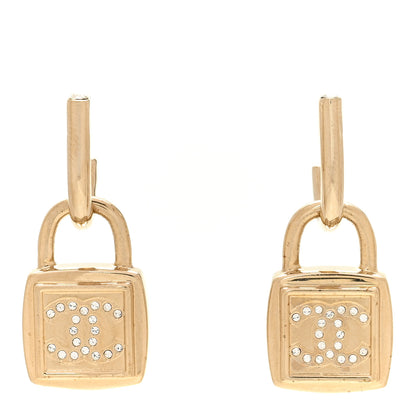 Chanel Metal CC Lock Drop Earrings Gold 1 of 4