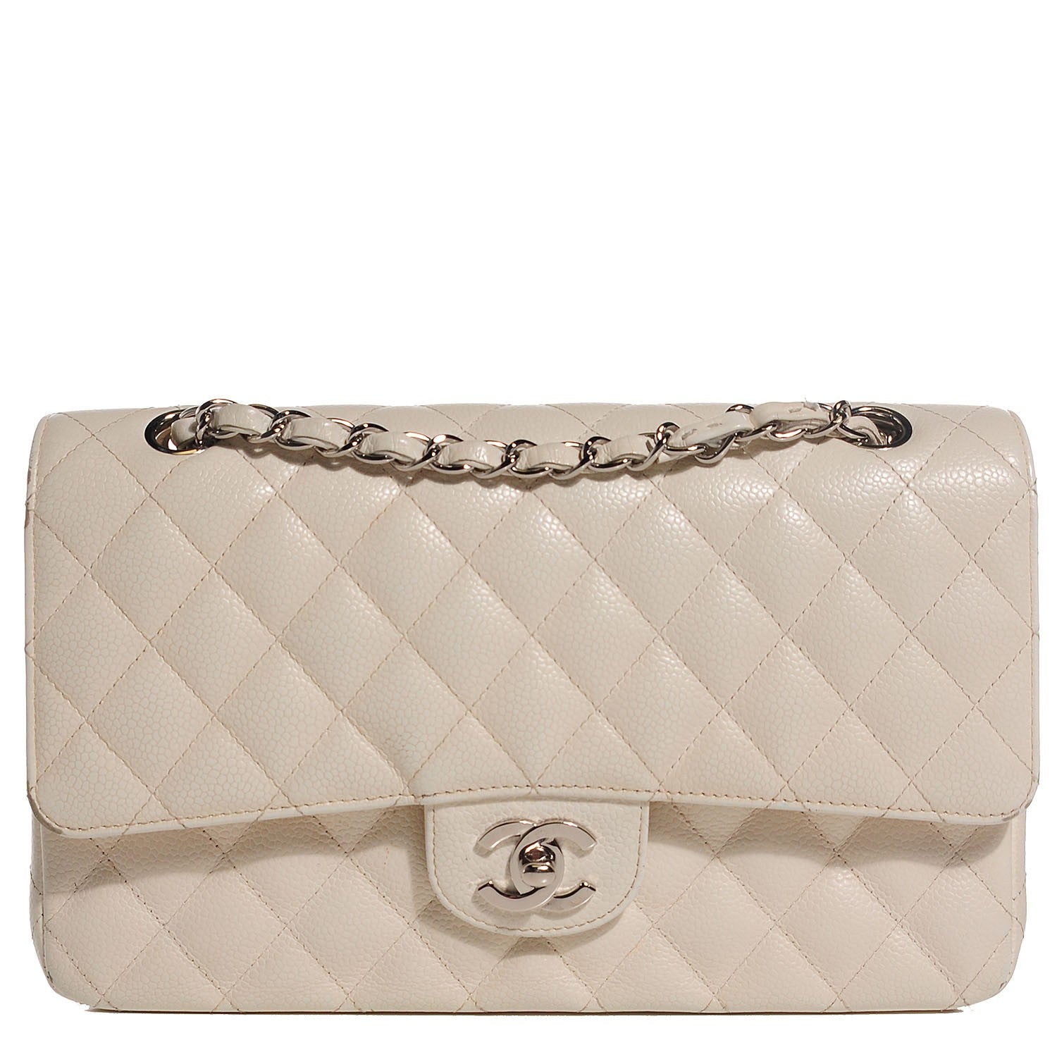 Chanel Caviar Quilted Medium Double Flap White 1 of 8