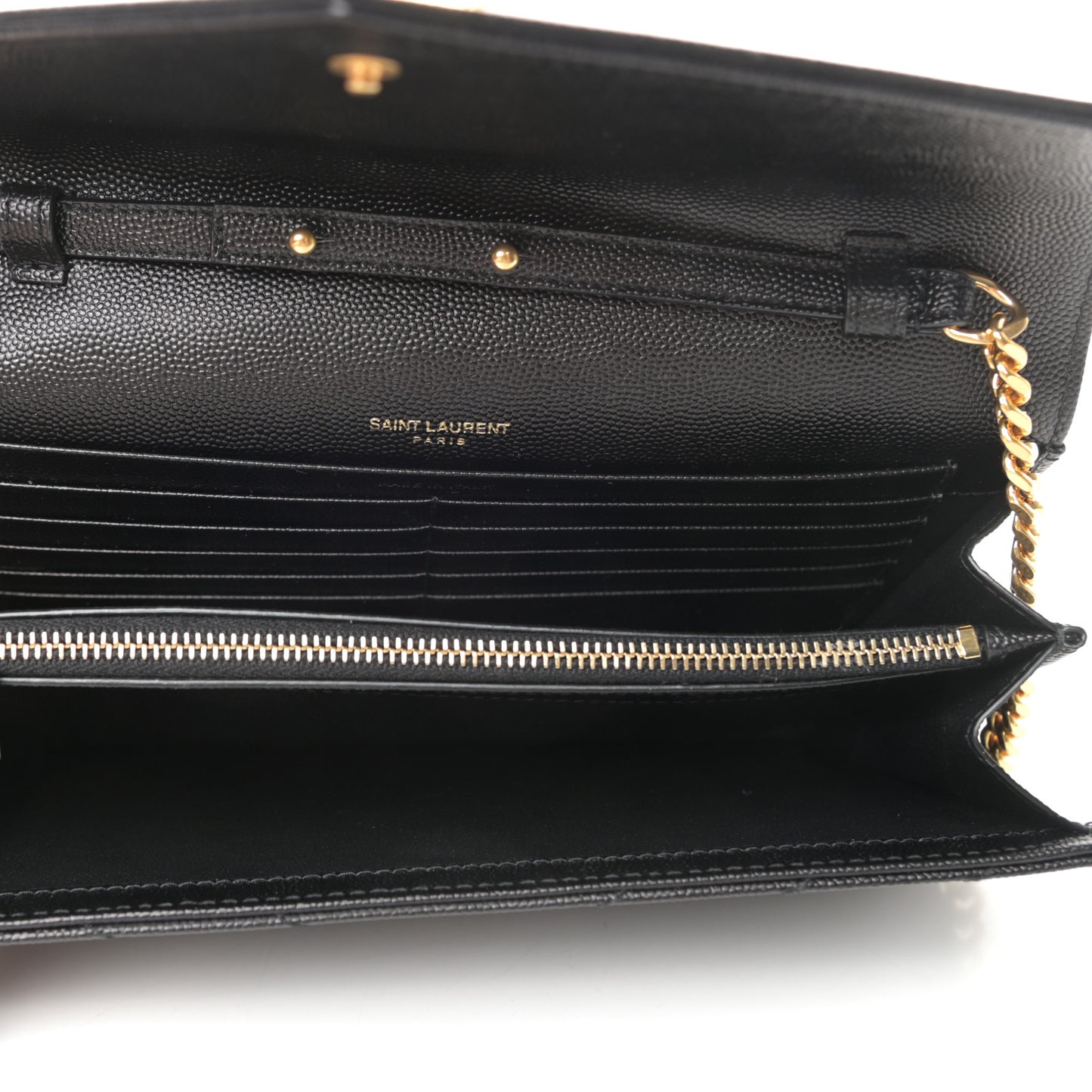 Grain De Poudre Matelasse Chevron Monogram Chain Wallet Black