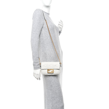 Fendi Nappa FF 1974 Embossed Mini Baguette White 2 of 12