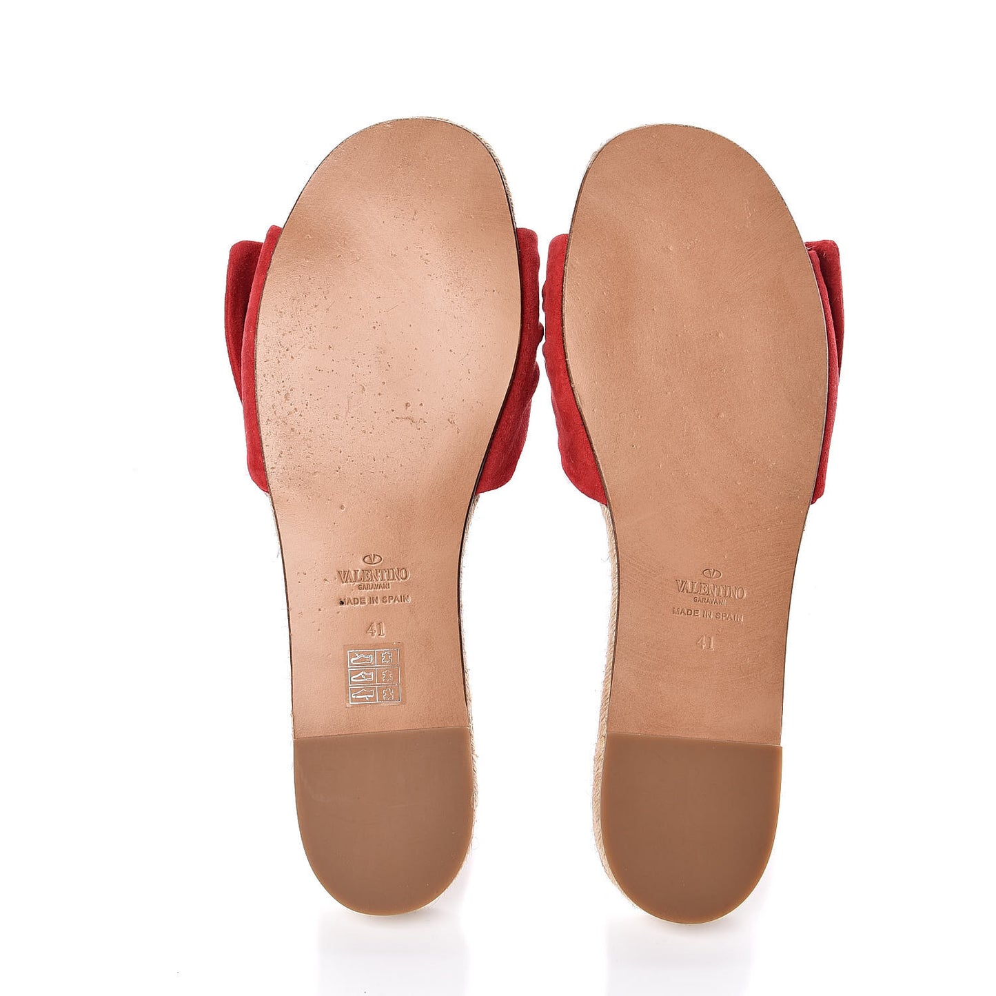 Suede Tropical Bow Espadrille Flat Slide Sandals 41 Rosso Valentino