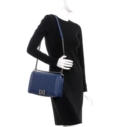 Chanel Grained Calfskin Quilted New Medium Boy Flap Navy 2 of 7