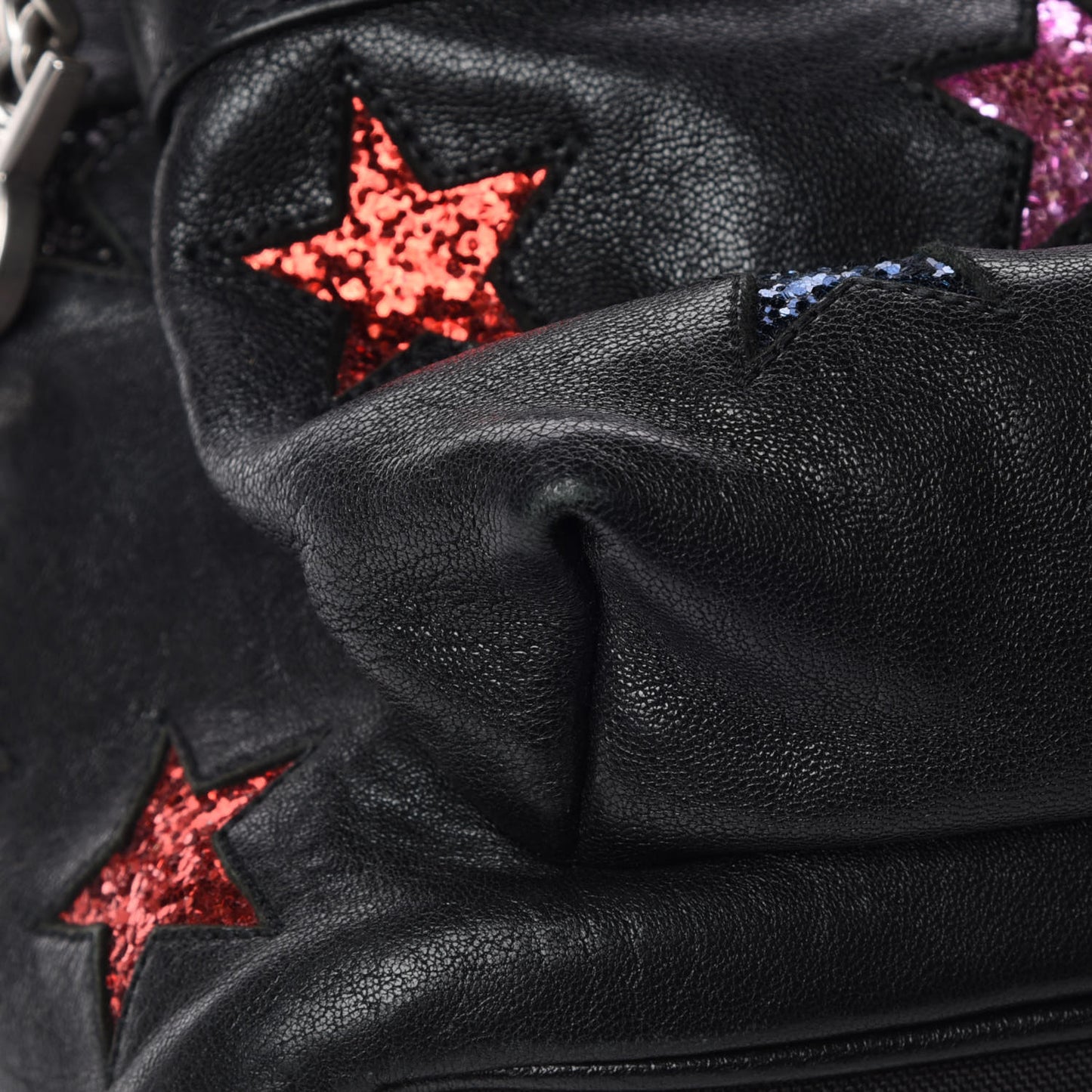Lambskin Star Applique Mini City California Backpack Black
