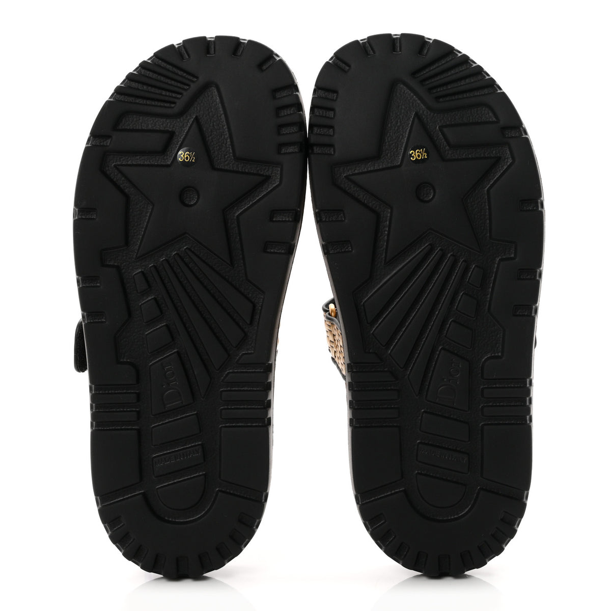 Raffia Dioract 10mm Slide Sandals 36.5 Straw Black