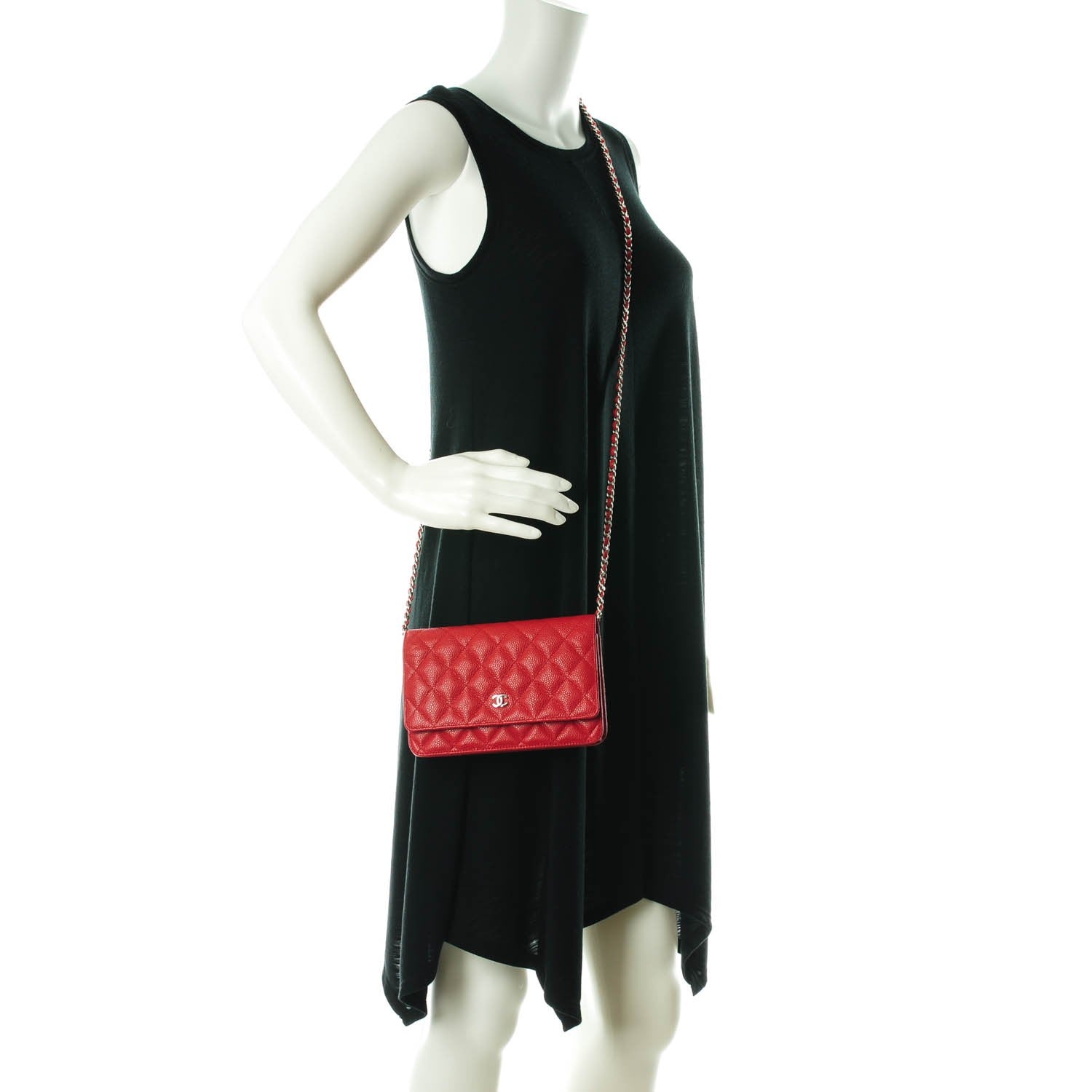 Chanel Caviar Quilted Wallet On Chain WOC Red 2 of 2