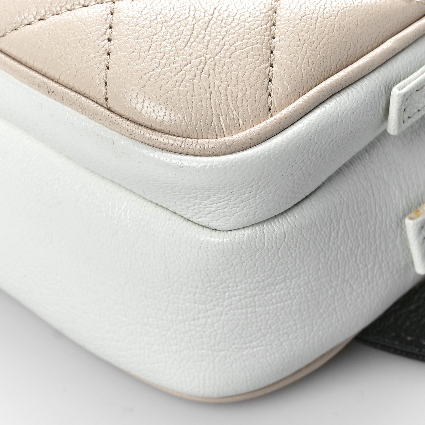 Goatskin Quilted Waist Bag Beige White Black