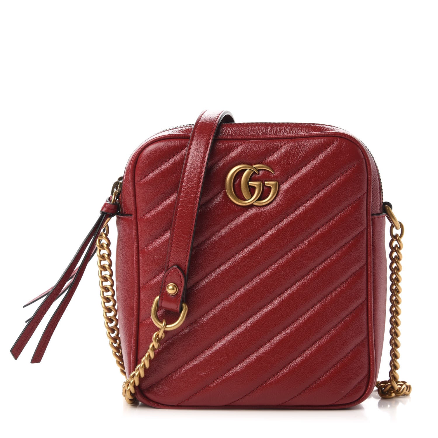 Gucci Azalea Calfskin Matelasse Diagonal Tall GG Marmont Crossbody Bag Romantic Cerise 1 of 10