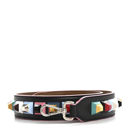 Fendi Vitello Dolce Plexiglass Bi-Color Studded Strap You Black Brownie Multicolor 1 of 8