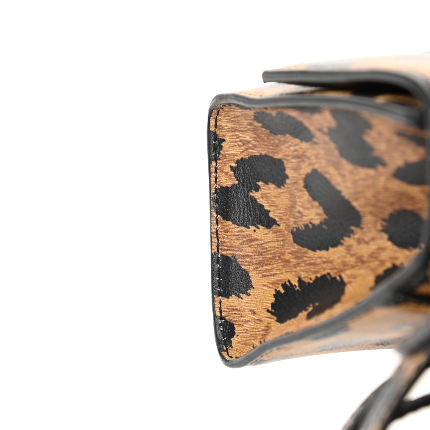 Smooth Calfskin Leopard Print Hourglass Top Handle Bag XS Beige