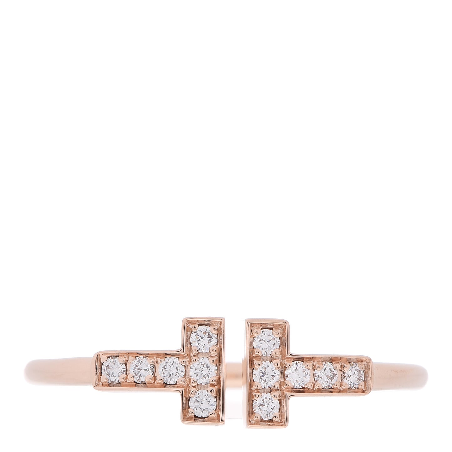 18K Rose Gold Diamond T Wire Ring 60 9.25