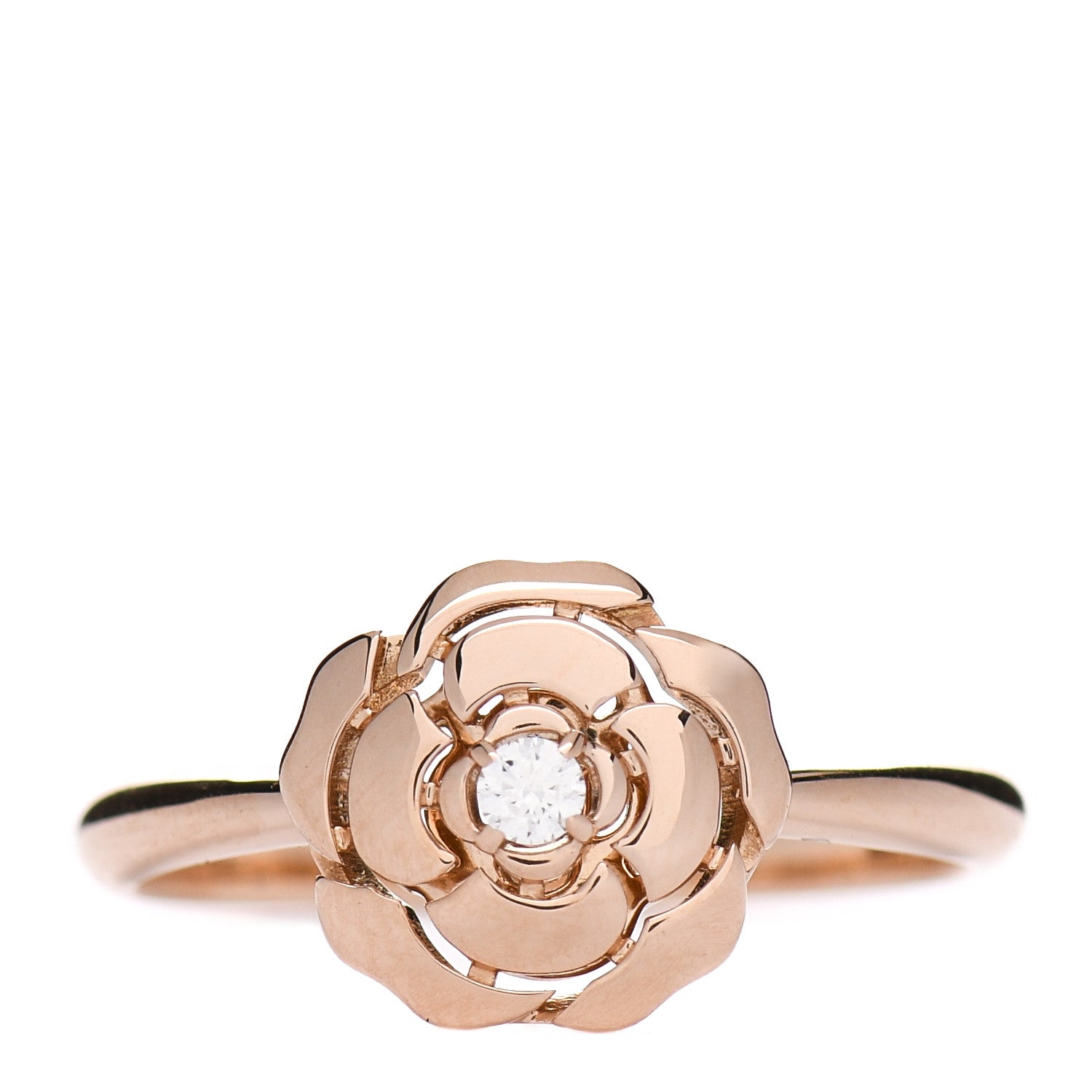 Chanel 18K Rose Gold Diamond Extrait de Camelia Ring 56 7.5 1 of 7