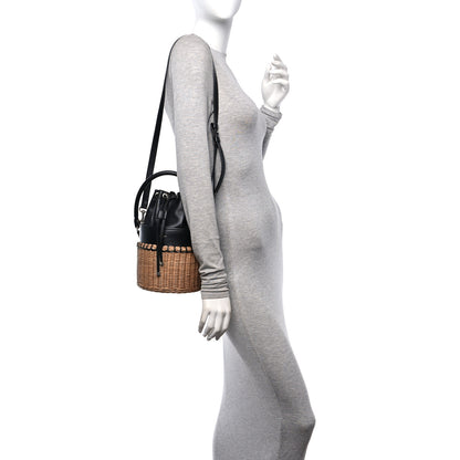 Saint Laurent Calfskin Wicker Small Bahia Bucket Bag Black 2 of 10