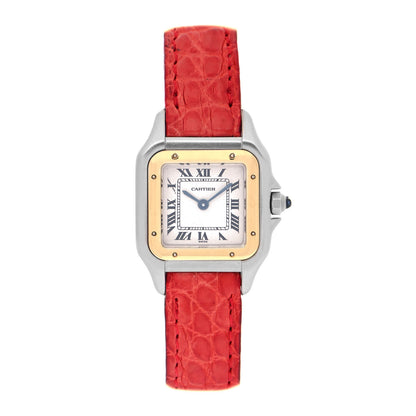 Cartier Stainless Steel 18K Yellow Gold Alligator 22mm Panthere Quartz Watch Red 1 of 4