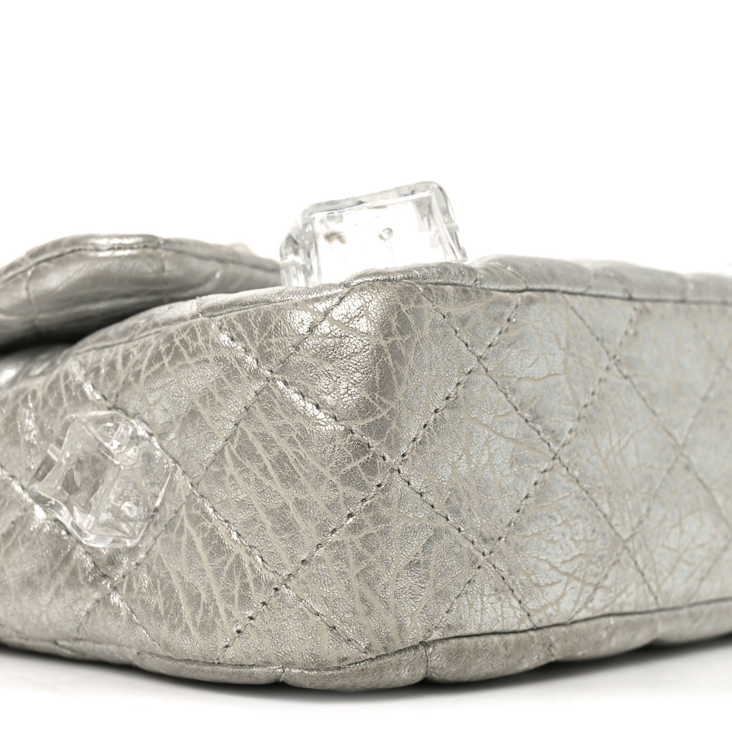 Calfskin Ice Cube On the Rocks Medium Flap Silver