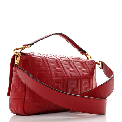 Fendi Nappa FF 1974 Embossed Large Baguette Fragola 2 of 11