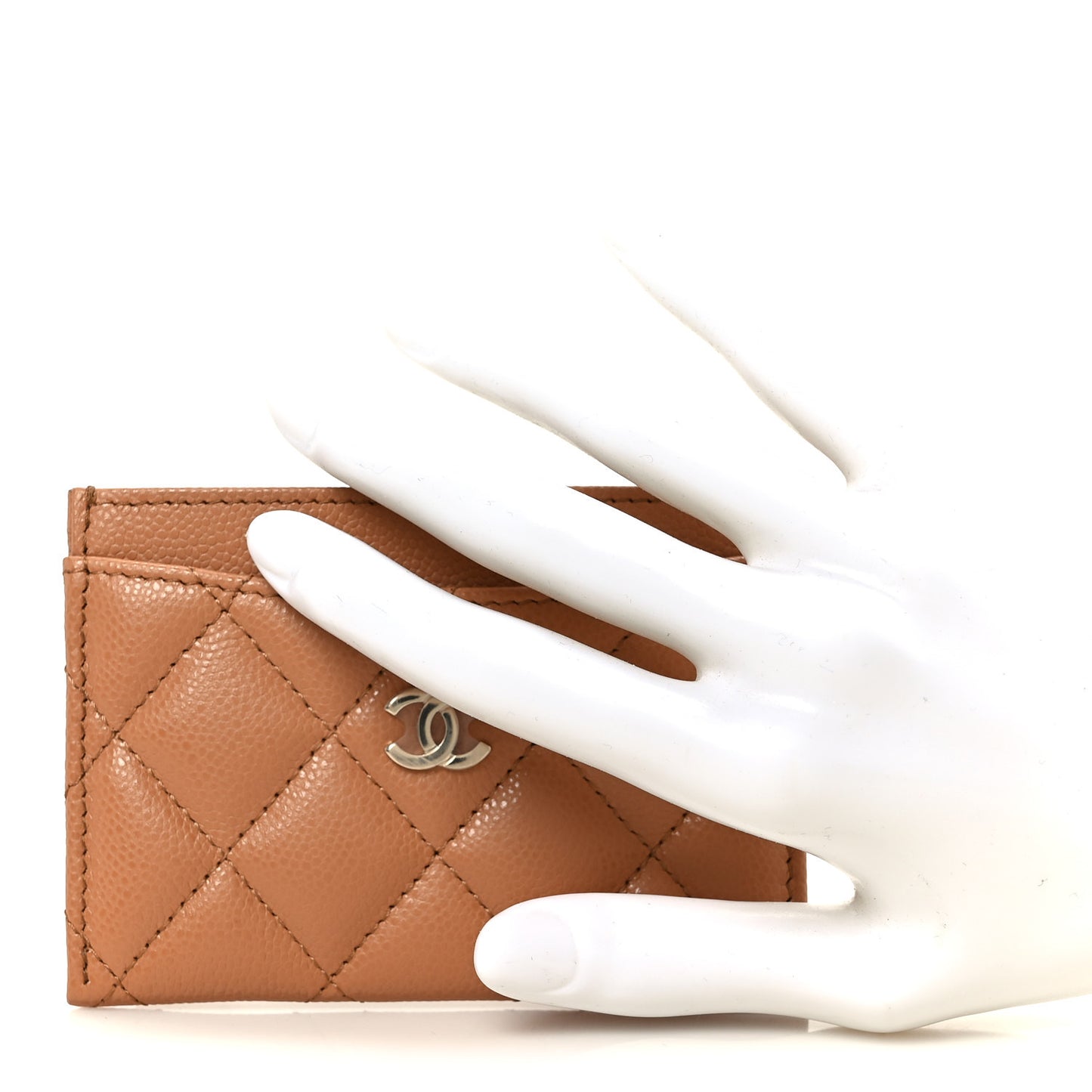 Caviar Quilted Card Holder Brown