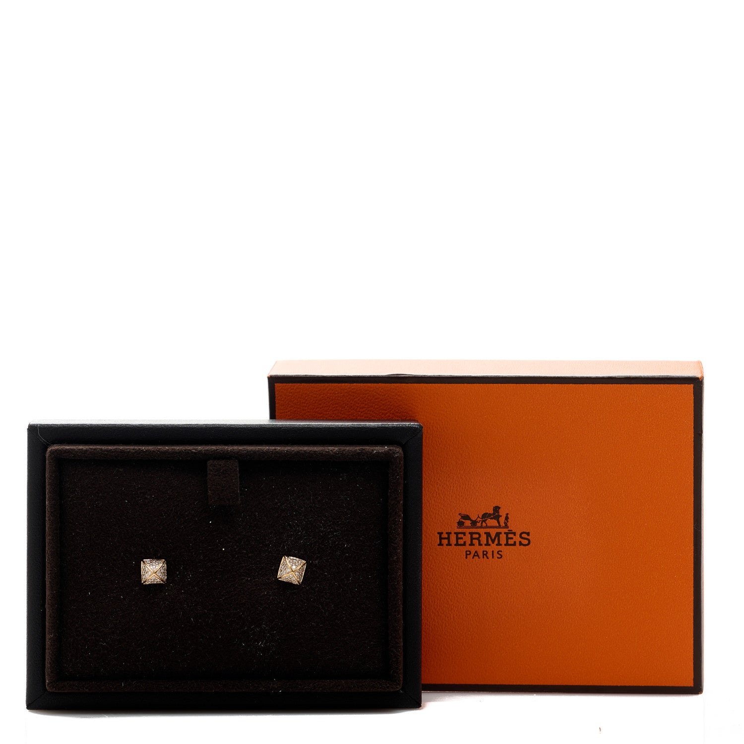 Hermes 18K Rose Gold Diamond Clou d'H Stud Earrings 6 of 6