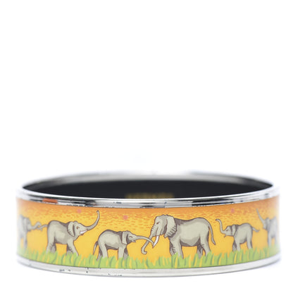 Hermes Enamel Printed Elephants Grazing Wide Bracelet 70 1 of 7