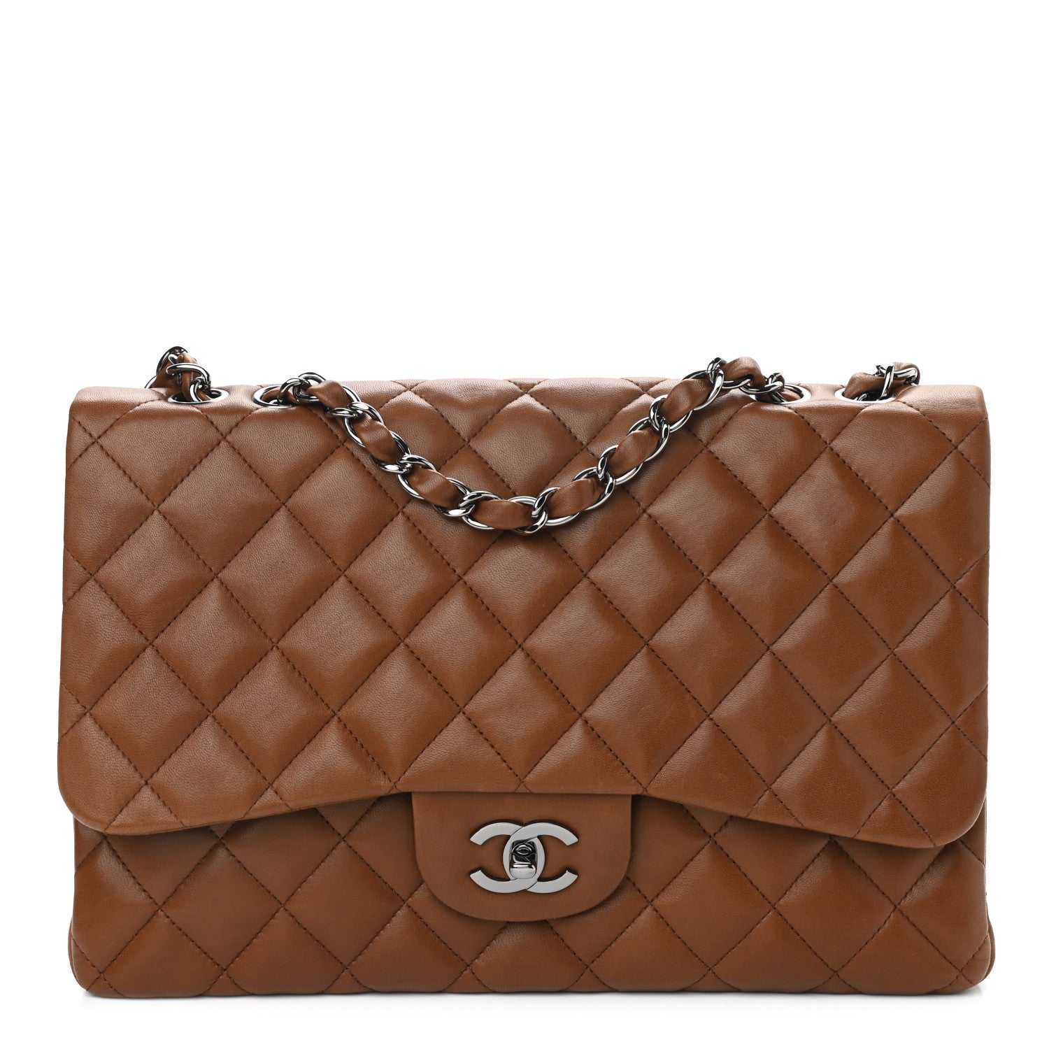 Chanel Lambskin Quilted Jumbo Single Flap Dark Brown 1 of 15