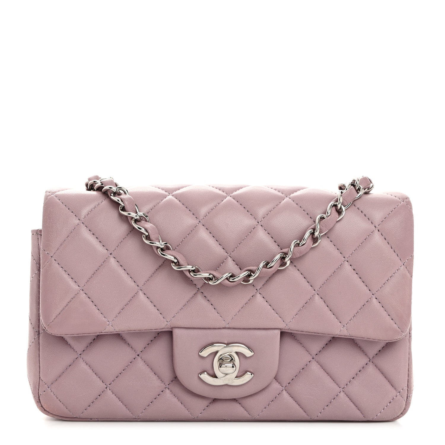 Chanel Lambskin Quilted Mini Rectangular Flap Light Purple 1 of 12