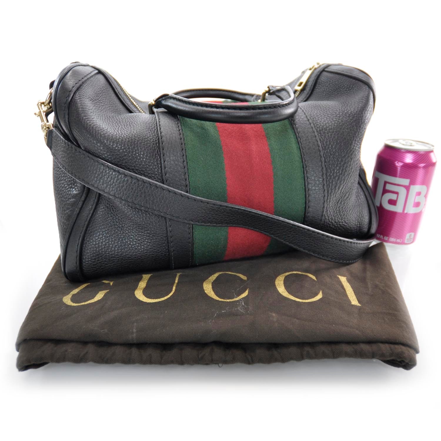 Gucci Leather Vintage Web Boston Black 3 of 8