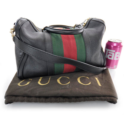 Gucci Leather Vintage Web Boston Black 3 of 8