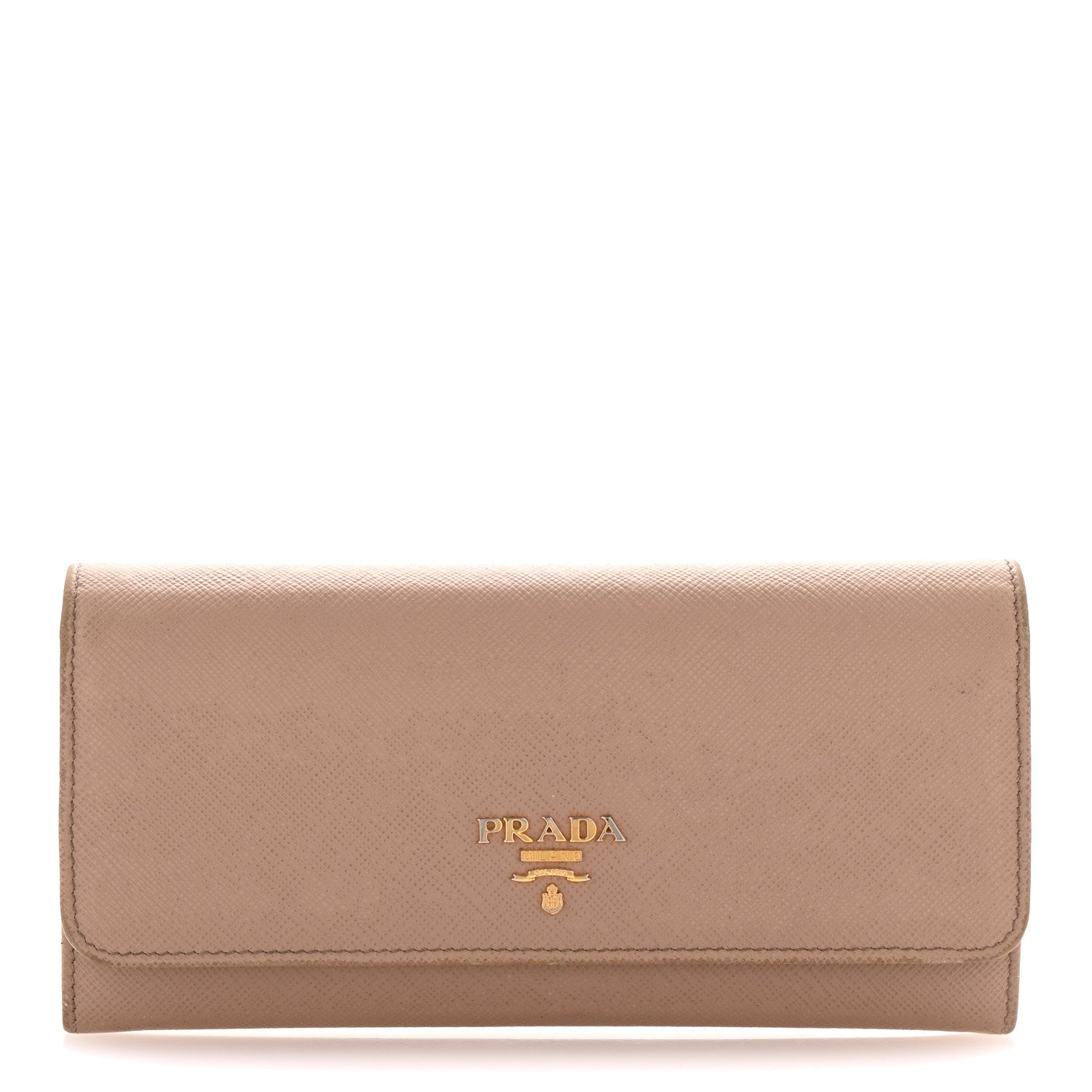 Prada Saffiano Bi-Color Metal Continental Flap Travel Wallet Cammeo Orchidea 1 of 12