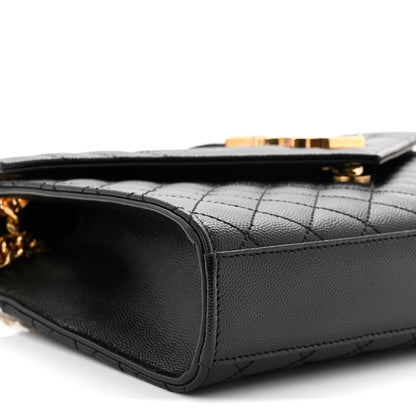 Saint Laurent Grain De Poudre Textured Mixed Matelasse Triquilt Medium Monogram Satchel Black 9 of 11