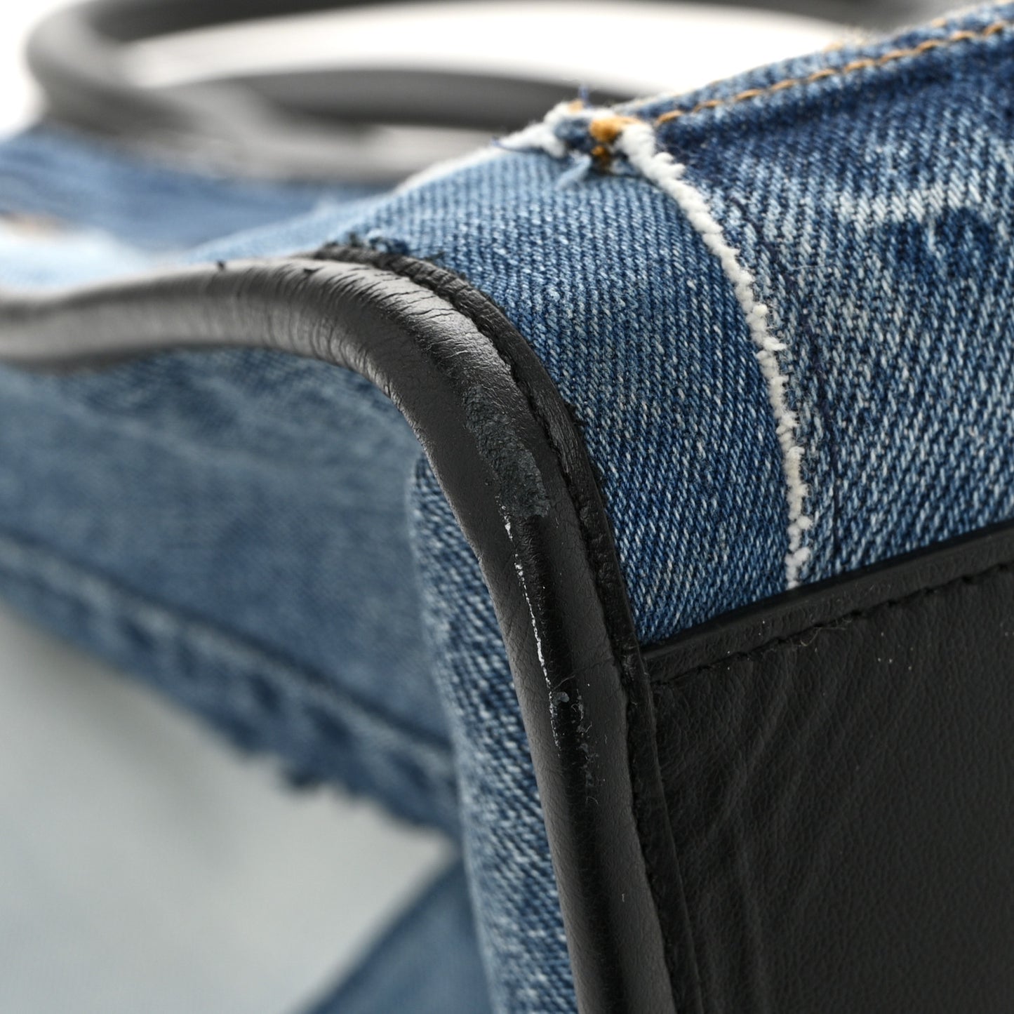 DOLCE GABBANA Large Denim Patchwork Shopping Tote Blue Black