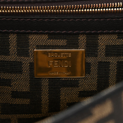 Fendi Fabric Jacquard FF 1974 Medium Baguette Tobacco Moro Black 6 of 10