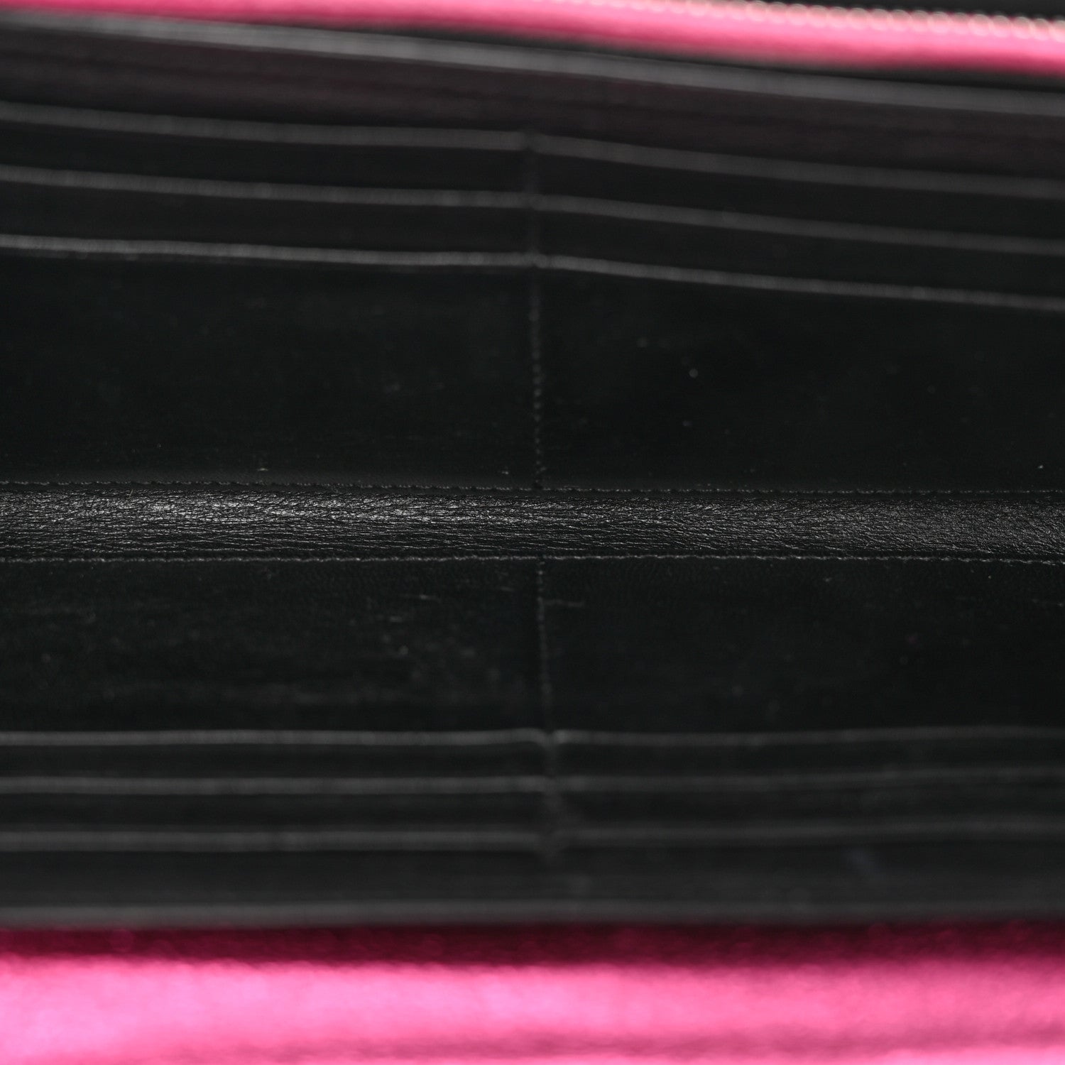 Saint Laurent Metallic Crackled Calfskin Matelasse Chevron Monogram Flap Wallet Fuchsia 5 of 13
