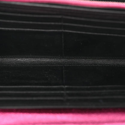Saint Laurent Metallic Crackled Calfskin Matelasse Chevron Monogram Flap Wallet Fuchsia 5 of 13