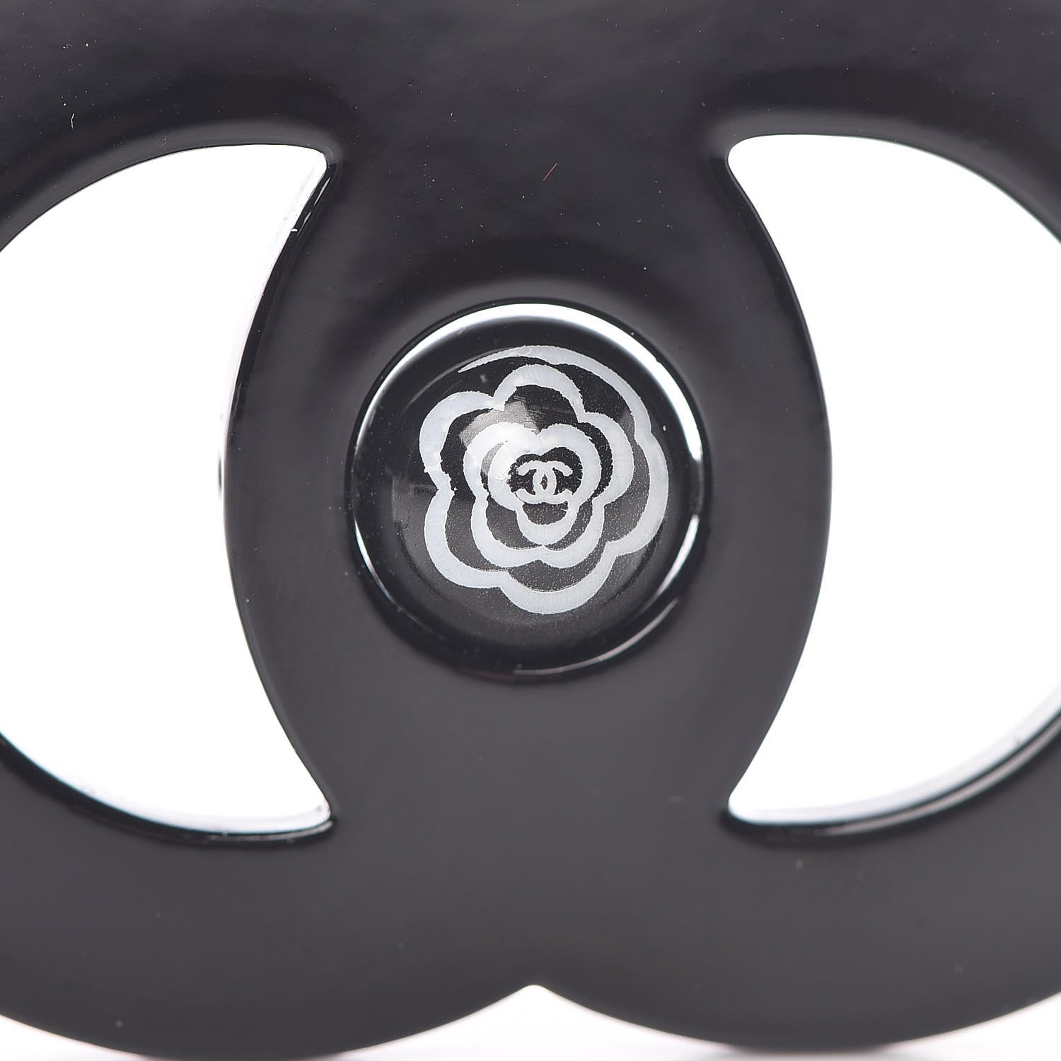 Chanel Resin CC Mademoiselle Brooch Black 7 of 7