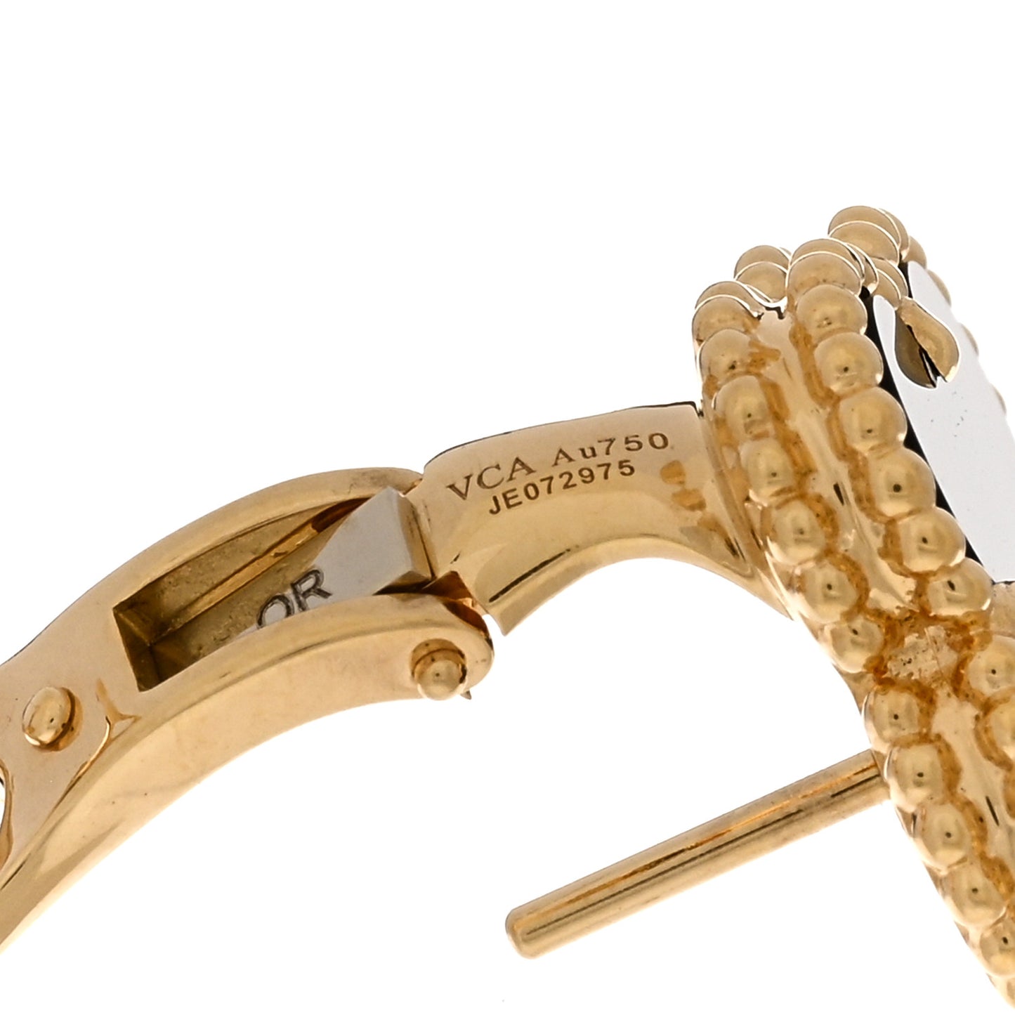 18K Yellow Gold Black Onyx Vintage Alhambra Earrings