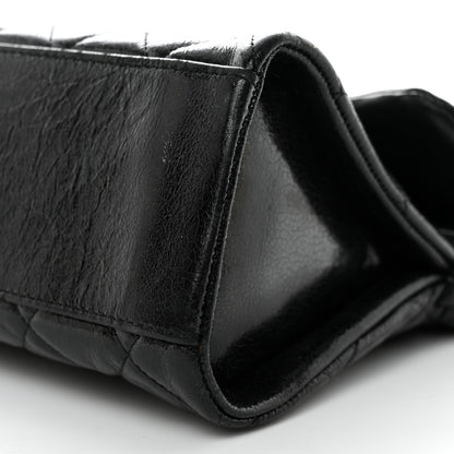 Chanel Glazed Crackled Calfskin Quilted Studded Mademoiselle Flap Black 10 of 10
