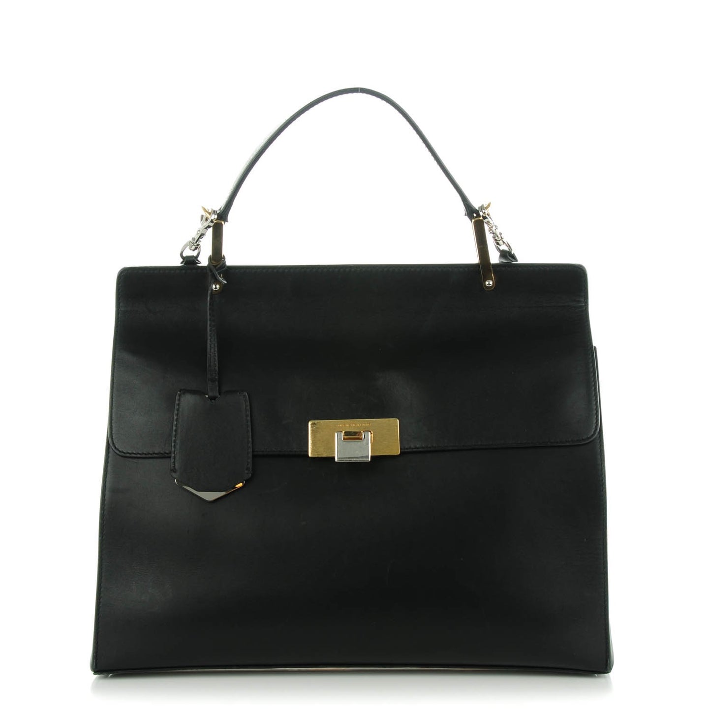 Smooth Calfskin Le Dix M Cartable Shoulder Bag Black
