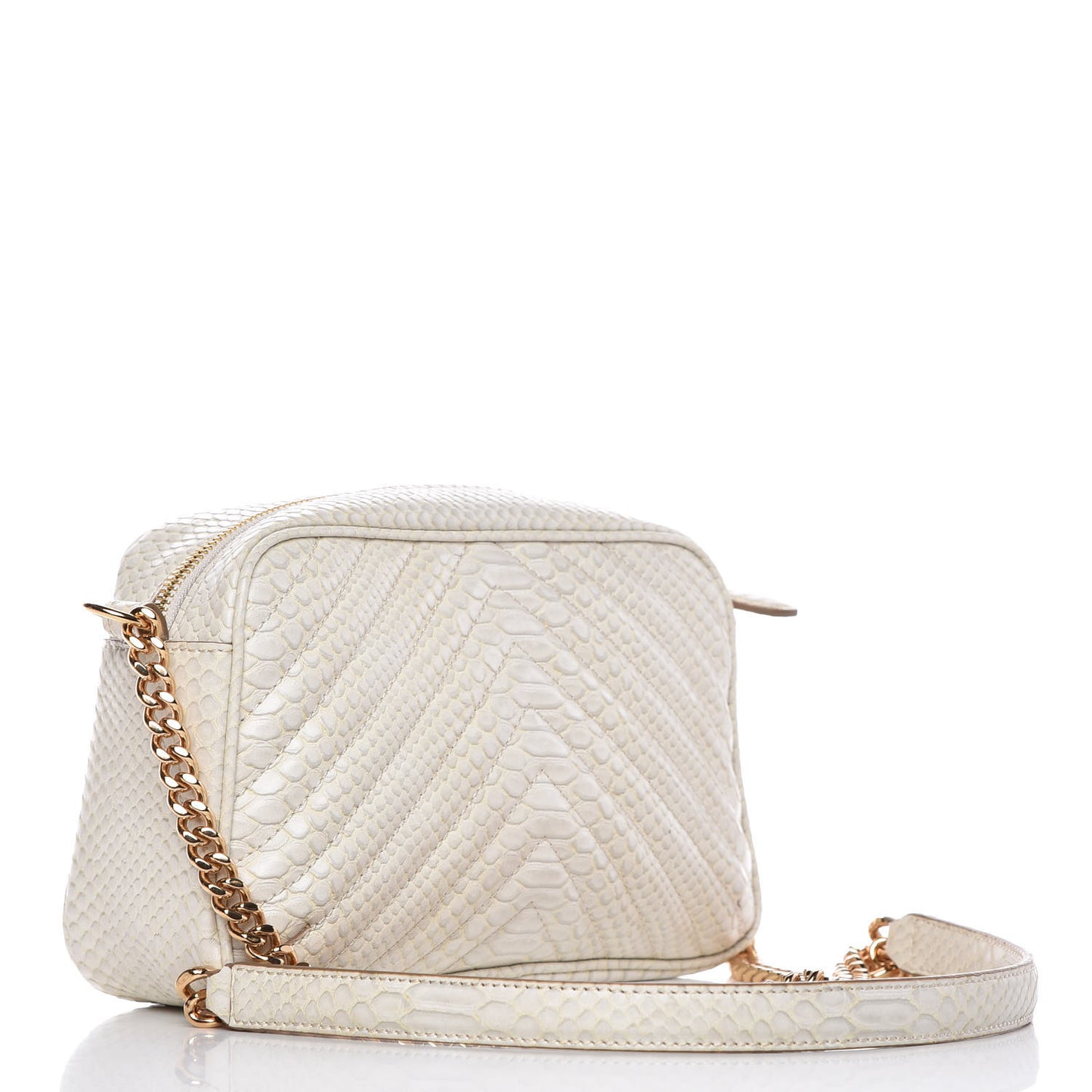 Snakeskin Effect Star Patch Shoulder Bag Ivory