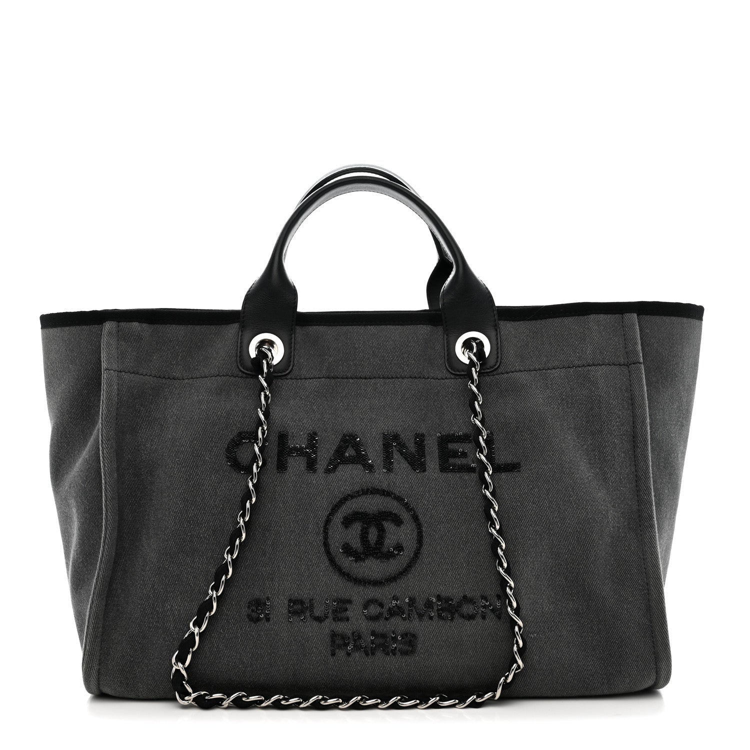 Chanel Canvas Sequin Medium Deauville Tote Charcoal 1 of 11