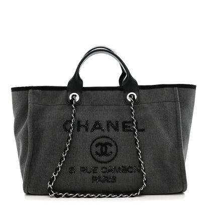 Chanel Canvas Sequin Medium Deauville Tote Charcoal 1 of 11