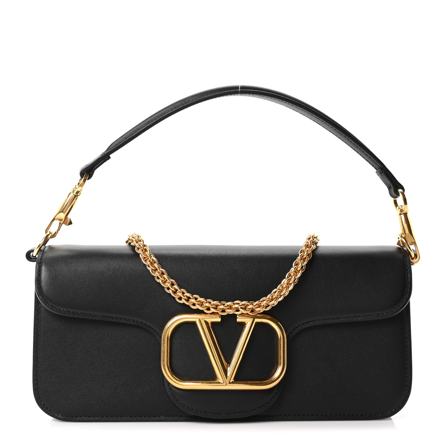 Valentino Garavani Calfskin Vlogo Loco Shoulder Bag Black 1 of 9
