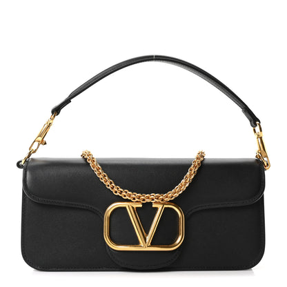 Valentino Garavani Calfskin Vlogo Loco Shoulder Bag Black 1 of 9