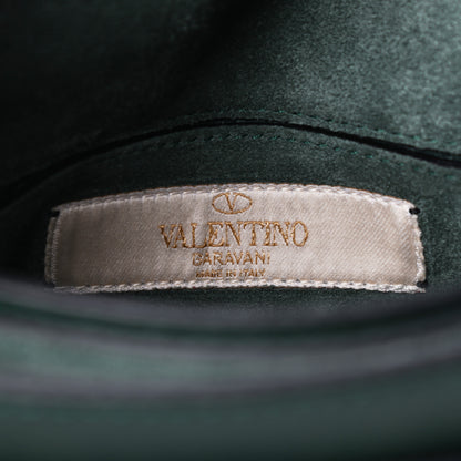 Valentino Garavani Pebbled Calfskin Beaded My Rockstud Clutch Green 5 of 5