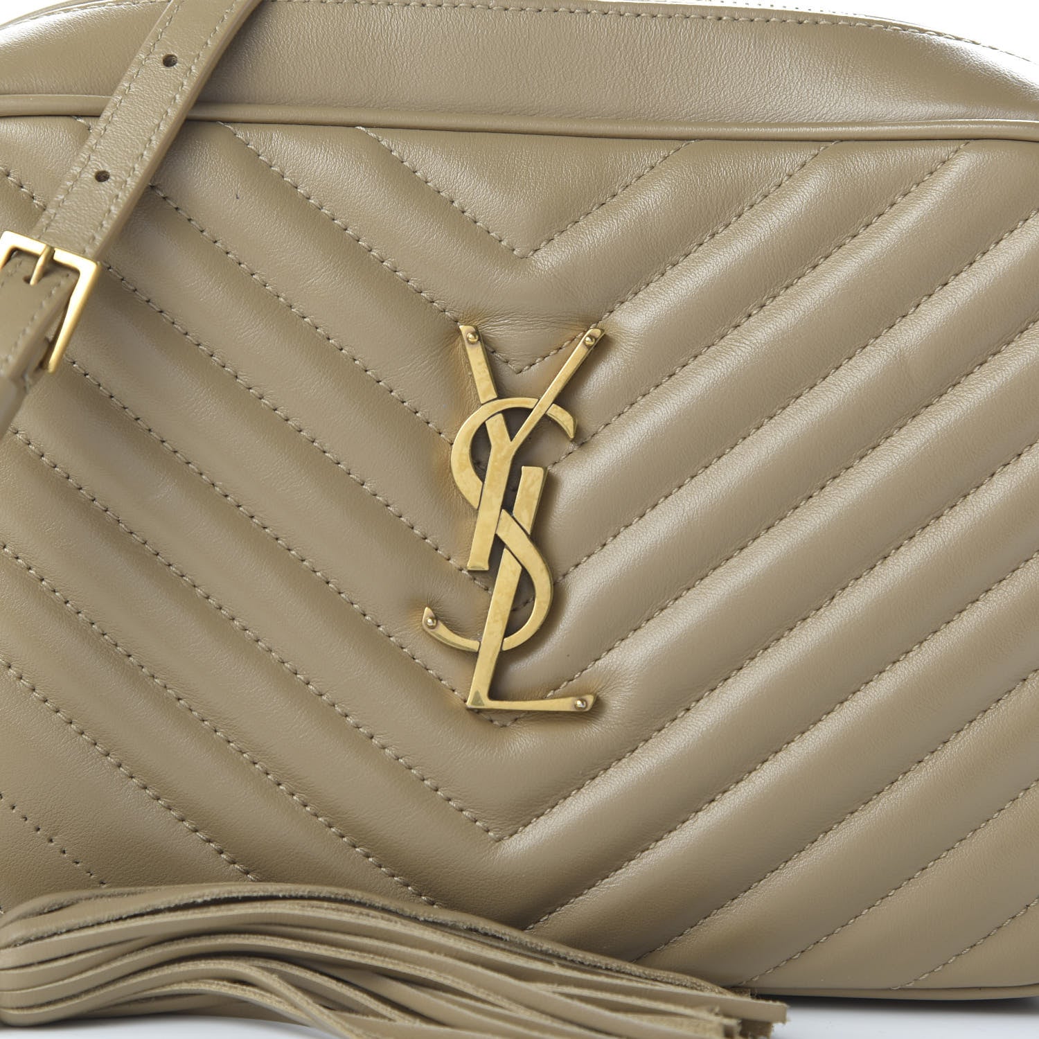 Saint Laurent Calfskin Matelasse Monogram Lou Camera Bag Dark Latte 9 of 14