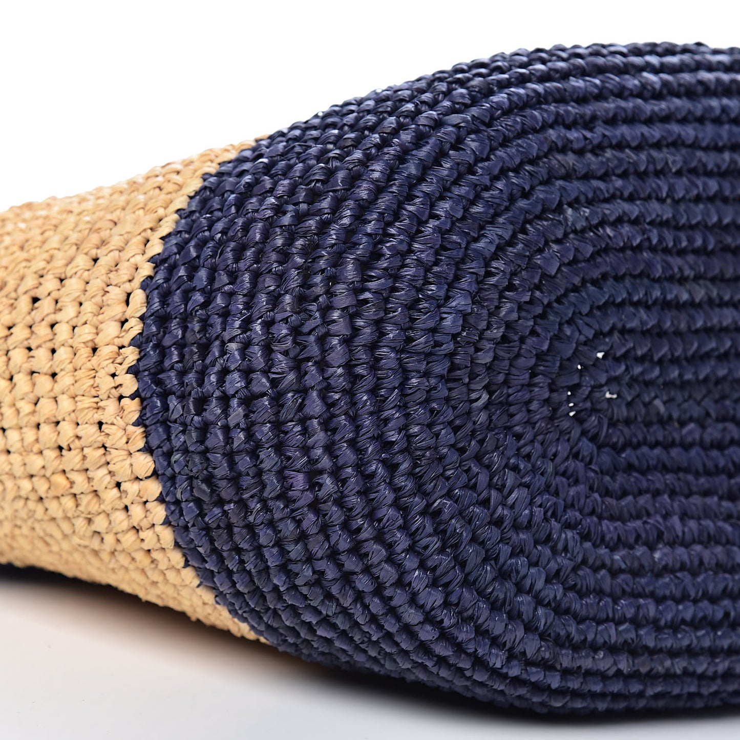 Raffia Bi-Color Panier Basket Tote Natural Bleu Tanzanite